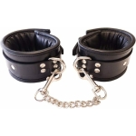 Rouge Padded Leather Ankle Cuffs Black