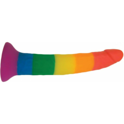 Rainbow Power Drive 7 Inch Strap On Dildo With Harness Silicone
