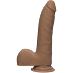 The D Realistic D 7 inches Slim Dildo with Balls Brown