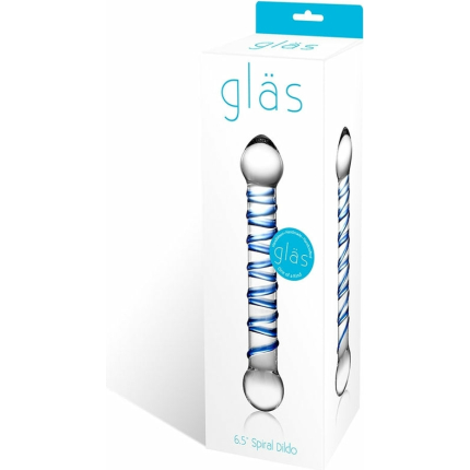 Glas 6.55in Spiral Glass Beaded Dildo