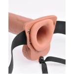 Fetish Fantasy 10in Hollow Rechargeable Strap-on With Remote, Tan - Image 2
