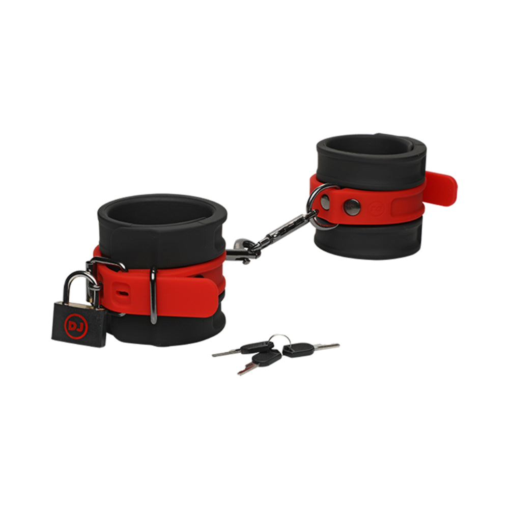 CNVNAL-72430_d8b533a3-5381-46ab-a6d1-5f631b2f949a Kink By Doc Johnson Silicone Wrist Cuffs Black&red - Image 1