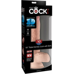 King Cock Triple Density 10 inches Fat Dildo with Balls Beige - Image 3