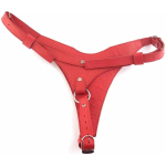 Leather Female Dildo Harness - RED - Image 2