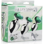 Emerald Gem Anal Plug Set 3 Silver Plugs with Green End - Image 2