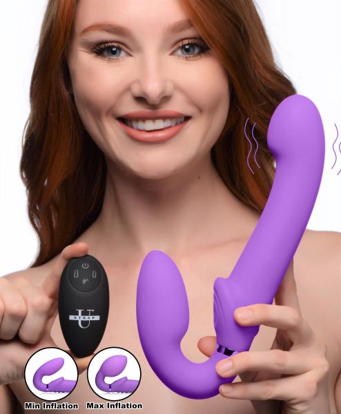 CNVXR-AG4955fa5142b4369a 10x Remote Control Ergo-fit G-pulse Inflatable And Vibrating Strapless Strap-on - Purple - Image 1