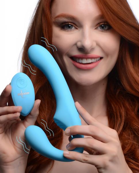 CNVXR-AG557-BLUE5f646ca2ba1e1 10x Vibrating Silicone Strapless Strap-on - Blue - Image 1