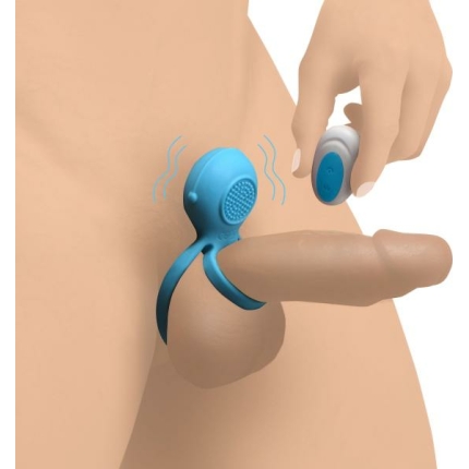 Love Loops 10x Silicone Cock Ring With Remote - Blue