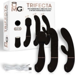 Trifecta Vibrator with 3 Interchangeable Heads Black