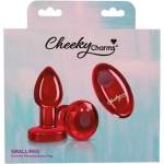 Cheeky Charms Vibrating Metal Plug Red Small W/ Remote