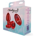 Cheeky Charms Vibrating Metal Plug Red Medium W/ Remote