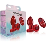 Cheeky Charms Vibrating Metal Plug Red Medium W/ Remote - Image 2
