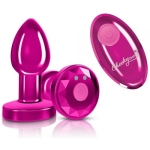 Cheeky Charms Vibrating Metal Plug Pink Small W/ Remote