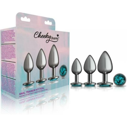 Cheeky Charms Metal Plug Kit Gunmetal Round Teal