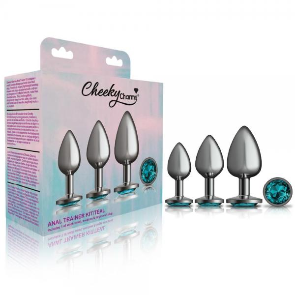 VBCC9150644103043d827 Cheeky Charms Metal Plug Kit Gunmetal Round Teal - Image 1