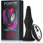 Forto Vibrating Ribbed Plug W/remote  Large Blk - Image 2